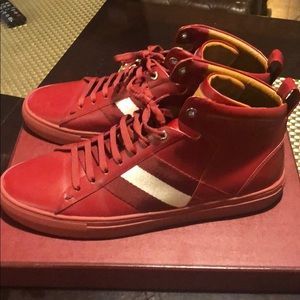 Bally Hedern Garnet Red Mid Top Sneakers